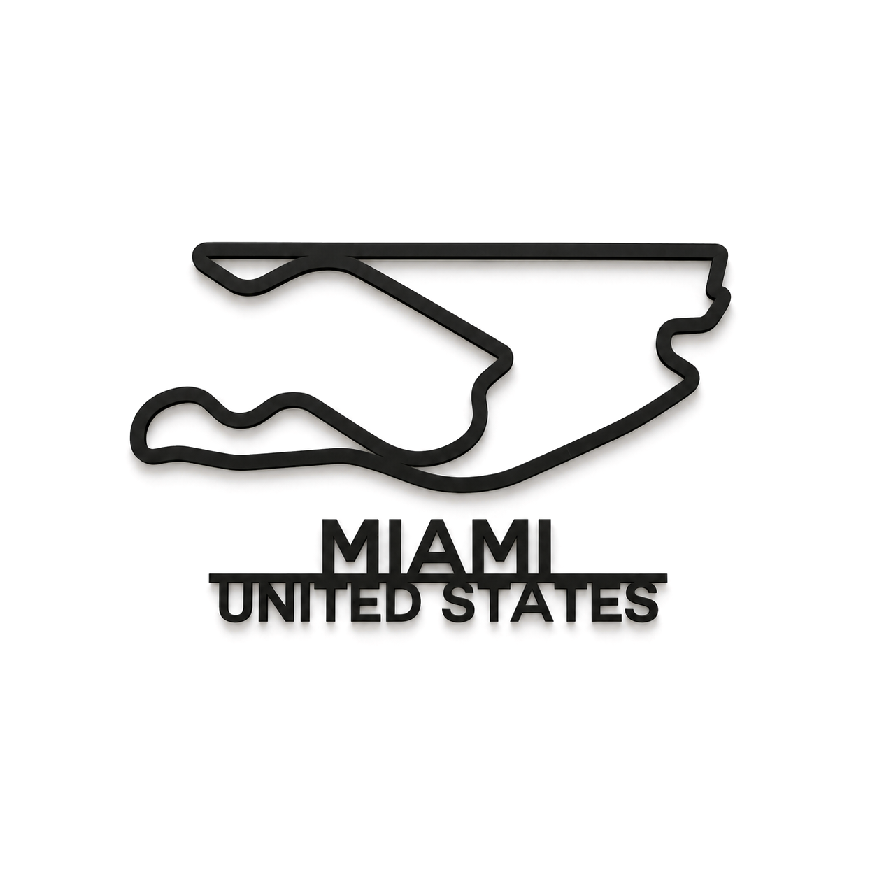 Miami 3D Printed Racing Circuit Wall Art – Individual Track - USA